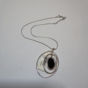 Studio Works Silver Tone Ripple Effect Pendant Fashion Necklace New With Tags 18
